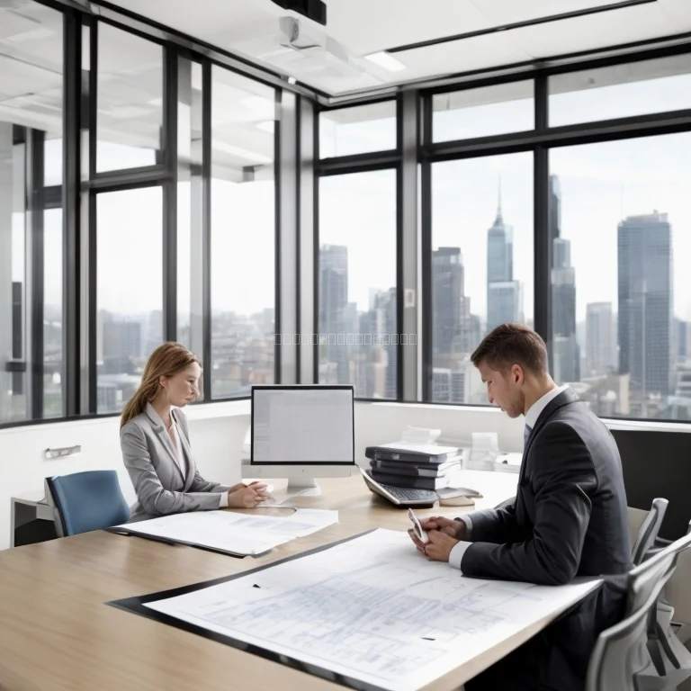 شخص يقوم بمناقشة تفاصيل صفقة عقارية مع خبير